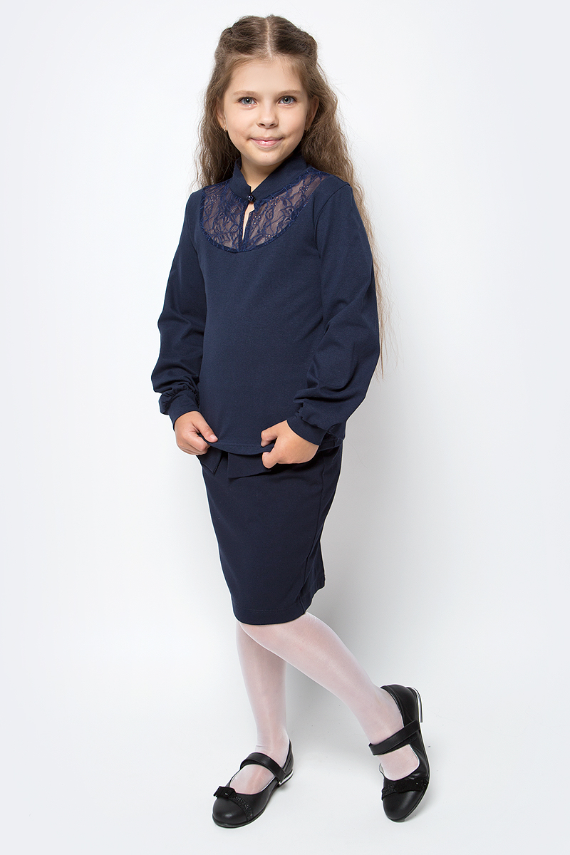 Блузка для девочки Nota Bene, цвет: темно-синий. CJR270461_29. Размер 122