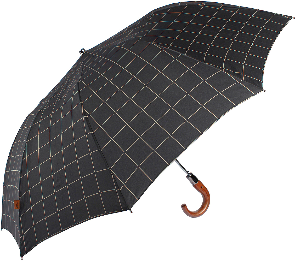 Зонт мужской M&P, полуавтомат, 2 сложения, цвет: черный. 236-1