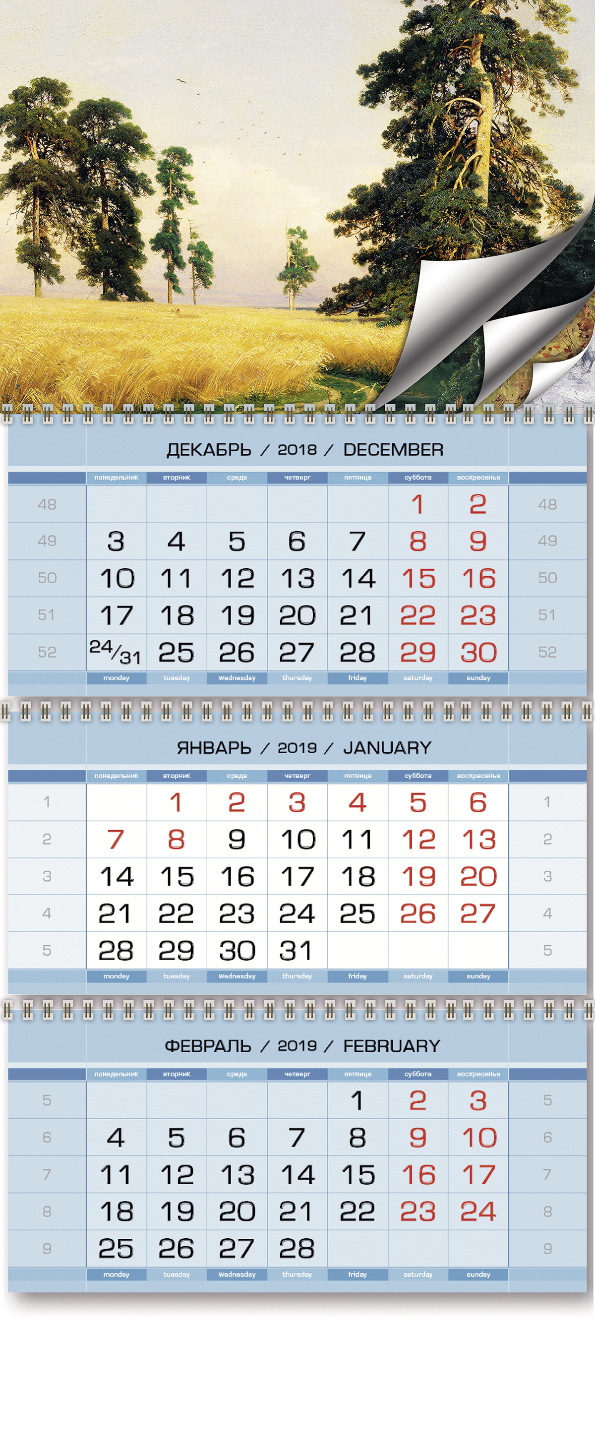 Календарь 2019 (на спирали). Времена года