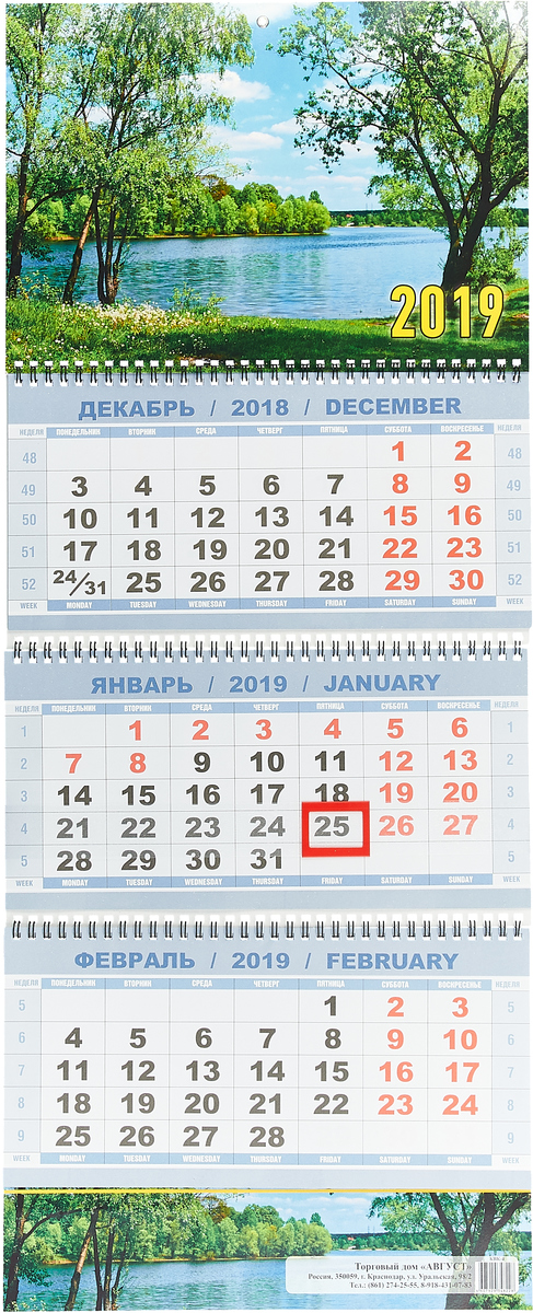 Календарь 2019 (на спирали). Русская природа