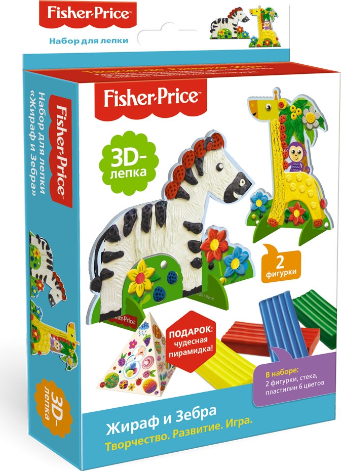 Fisher-Price Набор 3D-лепка Жираф и Зебра 2 фигурки
