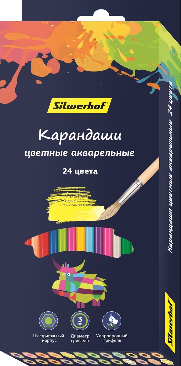 Silwerhof Набор цветных акварельных карандашей 2B 24 шт 134213-24