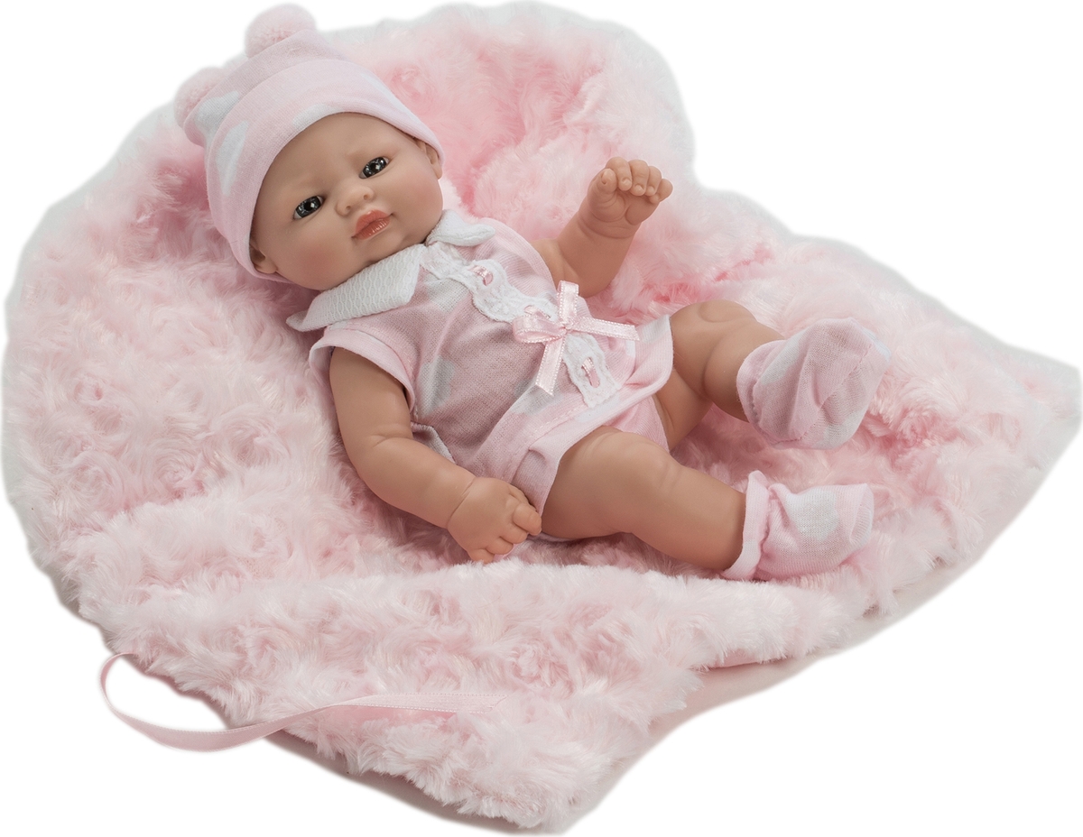 Munecas Berbesa Кукла Пупс новорожденный с пледом 27 см 2504R