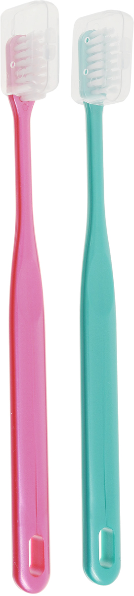 Okazaki Щетка зубная с платиновыми наночастицами, цвет: розовый, зеленый, 2 шт