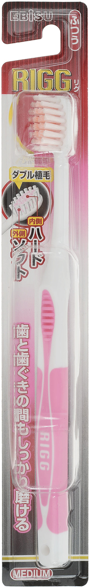 Ebisu Щетка зубная Rigg Hard Compact, цвет: розовый
