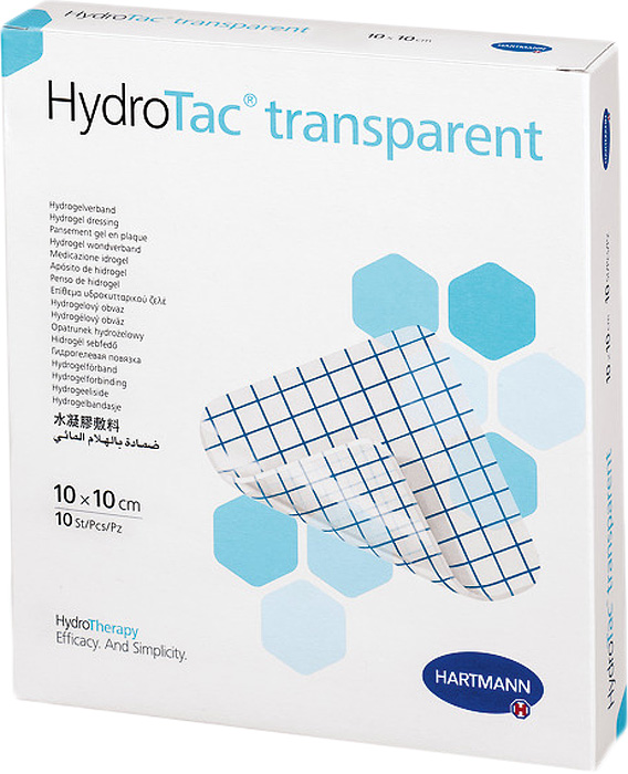 HydroTac Transparent Гидрогелевые повязки, 10 х 10 см, 10 шт