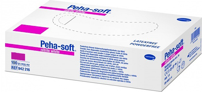 Peha-Soft Nitrile White Перчатки медицинские S, 100 шт
