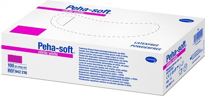 Peha-Soft Nitrile White Перчатки медицинские M, 100 шт