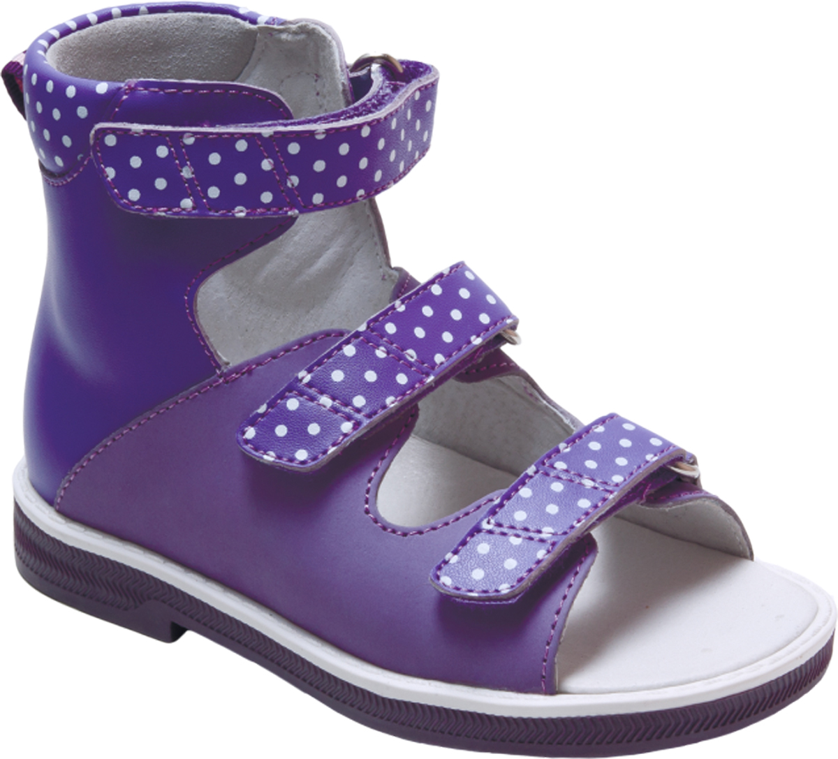 Сандалии для девочки Orthoboom, цвет: фиолетовый с горошком. 71497-1. Размер 25