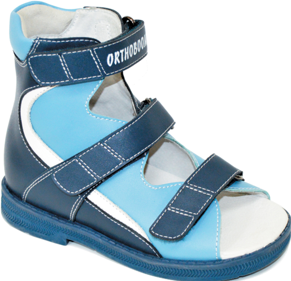 Сандалии для мальчика Orthoboom, цвет: темно-синий-голубой-белый. 71597-33. Размер 30