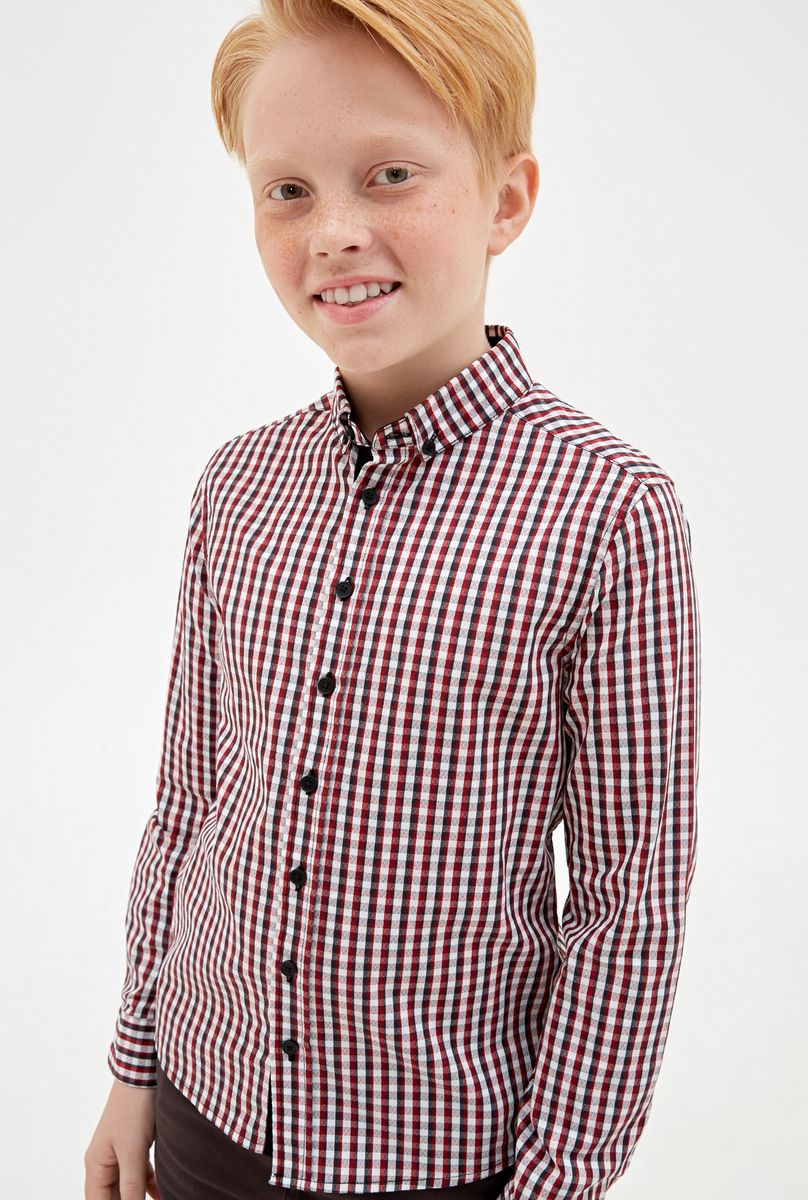 Рубашка для мальчика Concept Club Jute, цвет: бордовый. 10140280006_1600. Размер 140