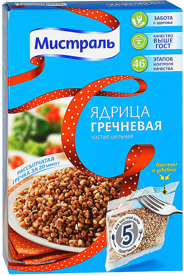 Мистраль Гречка ядрица, 5 пакетиков по 80 г