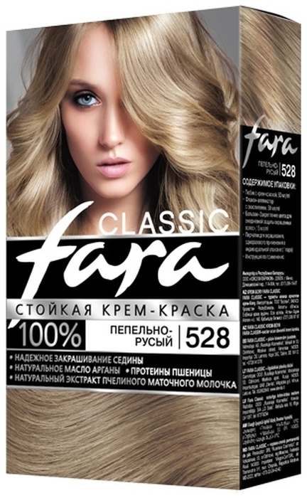 Fara Classic Стойкая крем-краска для волос, 528 пепельно-русый, 115 мл