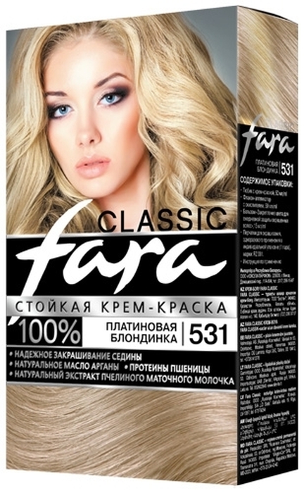 Fara Classic Стойкая крем-краска для волос, 531 платиновая блондинка, 115 мл