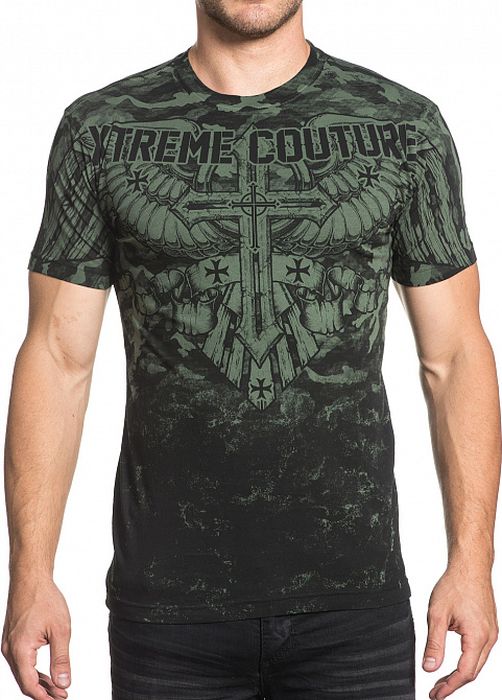 Футболка мужская Affliction Xtreme Couture Lost Soldier, цвет: хаки. X1697. Размер 2XL (54)
