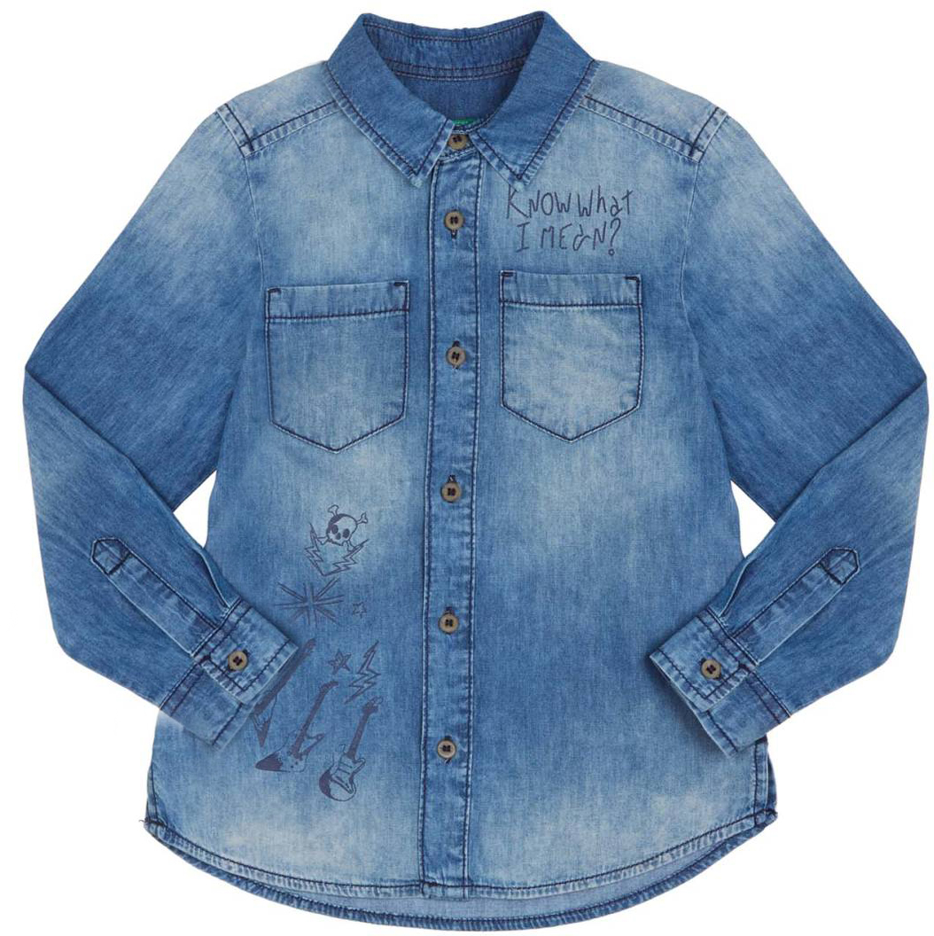 Рубашка для мальчика United Colors of Benetton, цвет: голубой. 5DHJ5QDS0_901. Размер XXL (160)