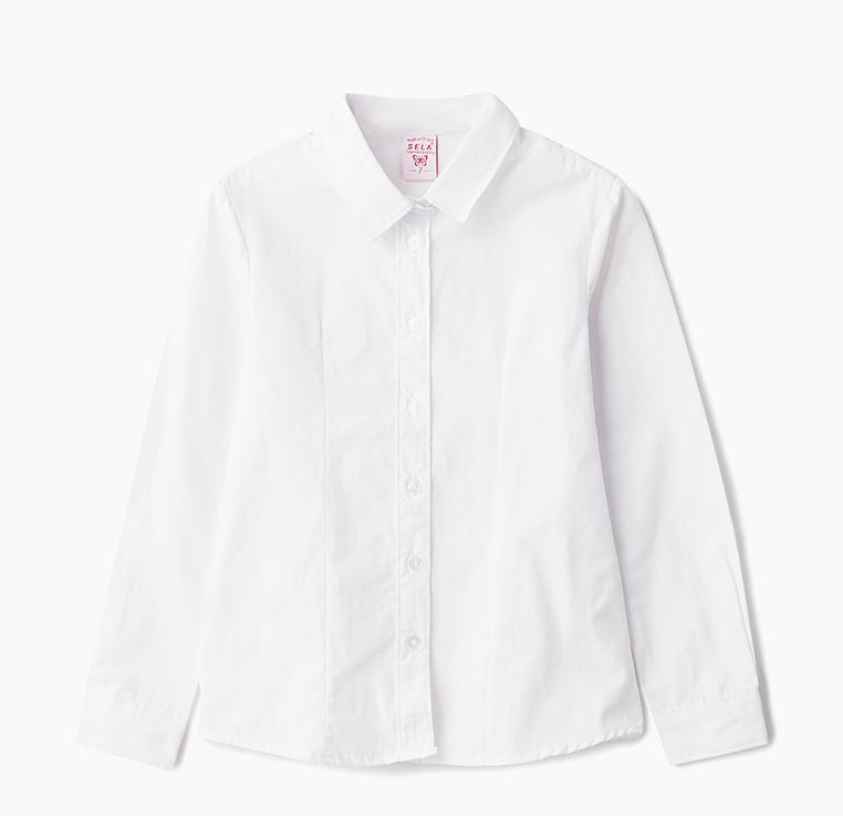 Блузка для девочки Sela, цвет: белый. B-612/1001-8310. Размер 122