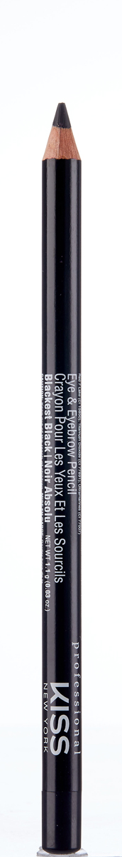 Kiss New York Professional Контурный карандаш для глаз Eye & Eyebrow Pencil, Blackest Black, 1,1 г