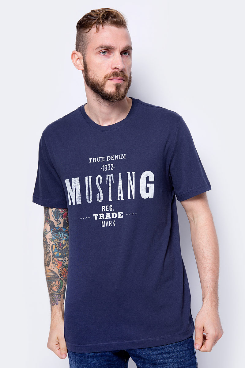 Футболка мужская Mustang Logo Special Tee, цвет: синий. 1005882-5228. Размер S (46)