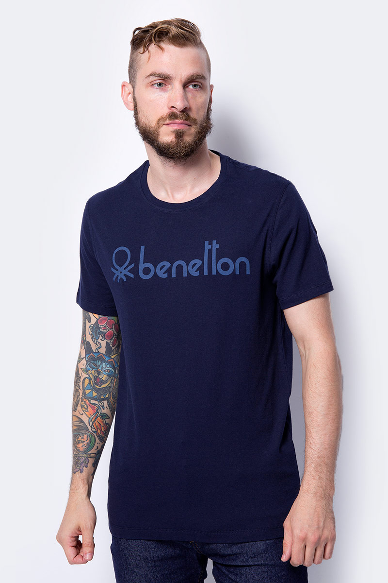 Футболка мужская United Colors of Benetton, цвет: синий. 3I1XJ1F08_016. Размер L (50/52)