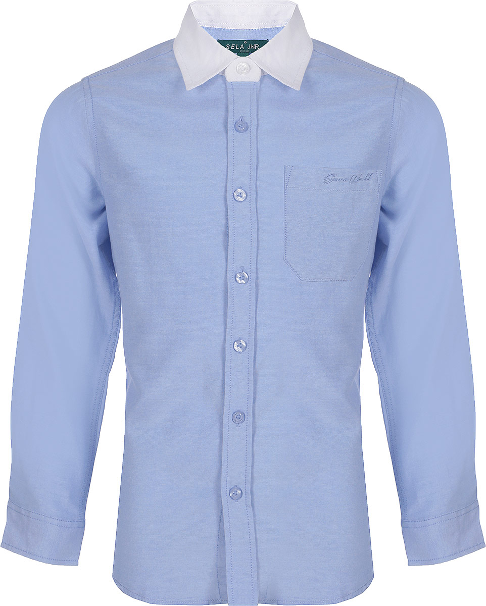 Рубашка для мальчика Sela, цвет: светло-голубой. H-812/234-8310. Размер 140