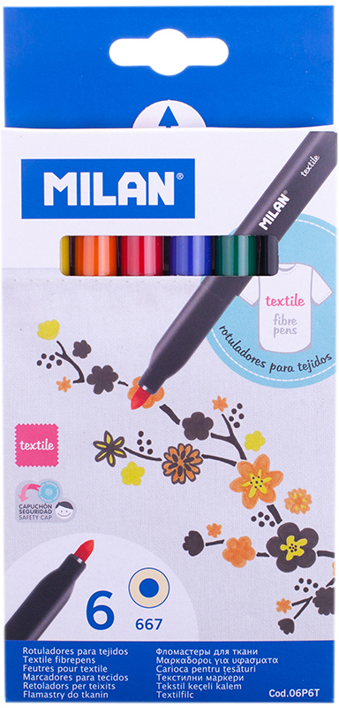 Milan Набор фломастеров для ткани 667 6 цветов