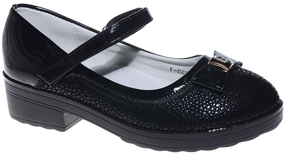 Туфли для девочки Канарейка, цвет: черный. A833-1. Размер 33