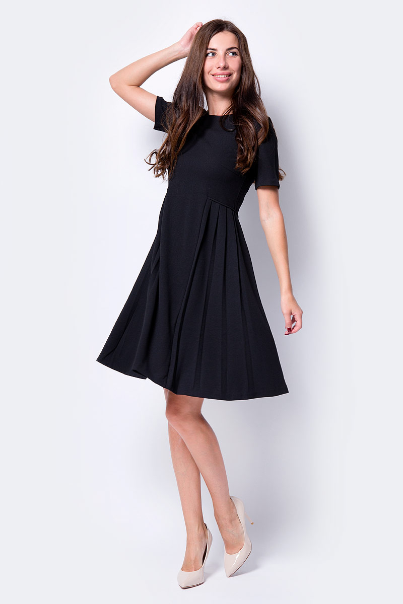 Платье Sela, цвет: черный. Dks-117/280-8320. Размер S (44)