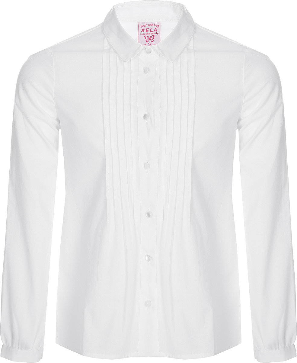 Блузка для девочки Sela, цвет: белый. B-612/1006-8310. Размер 158