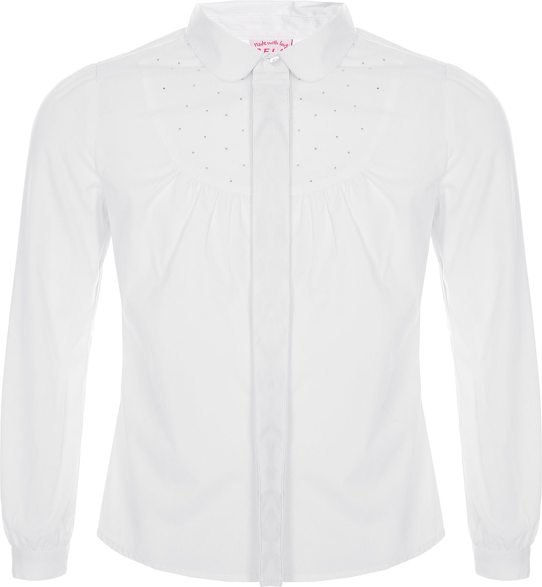 Блузка для девочки Sela, цвет: белый. B-612/1008-8310. Размер 152