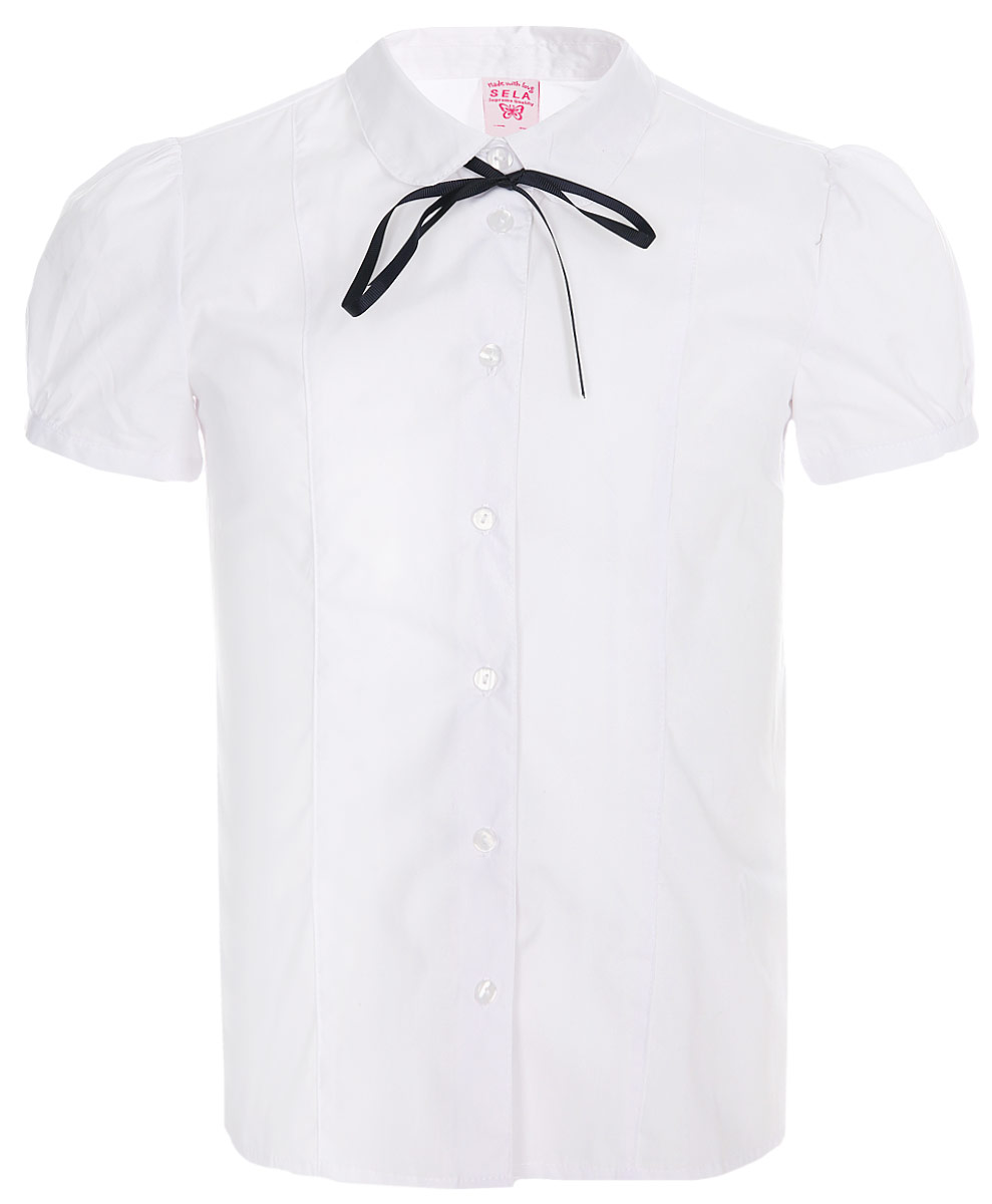 Блузка для девочки Sela, цвет: белый. Bs-612/1000-8310. Размер 134