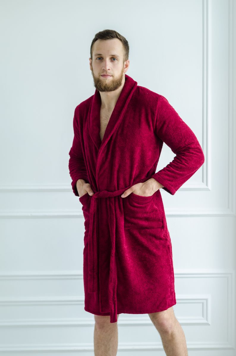 Халат мужской Bio-Textiles, цвет: бордовый. IFMIMH. Размер 52/54