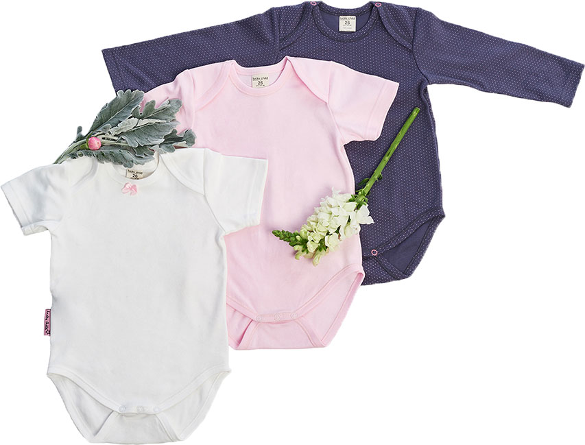 Боди/песочник для девочки Lucky Child, цвет: темно-серый, розовый, молочный, 3 шт. Б30-105Д. Размер 68/74