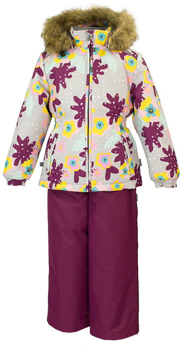 Комплект верхней одежды для девочки Huppa Wonder, цвет: светло-серый, бордовый. 41950030-81928. Размер 110