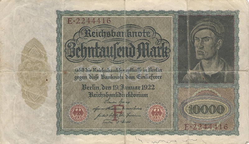 Банкнота номиналом 10000 марок. Германия. 1922 год