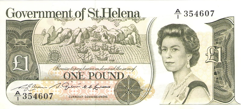 Банкнота номиналом 1 фунт. Остров Святой Елены. 1981 год