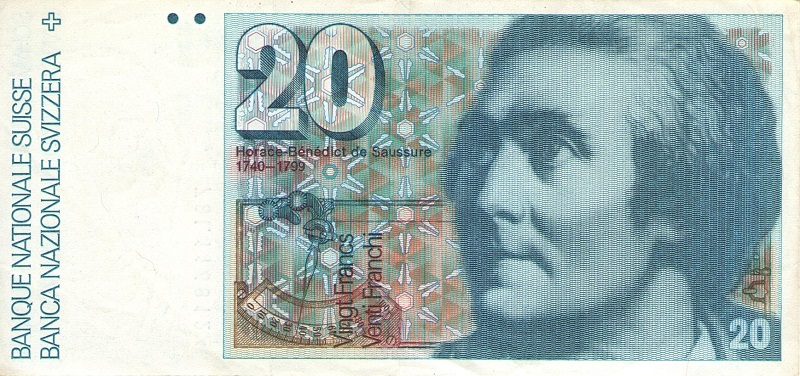 Банкнота номиналом 20 франков. Швейцария. 1978 год