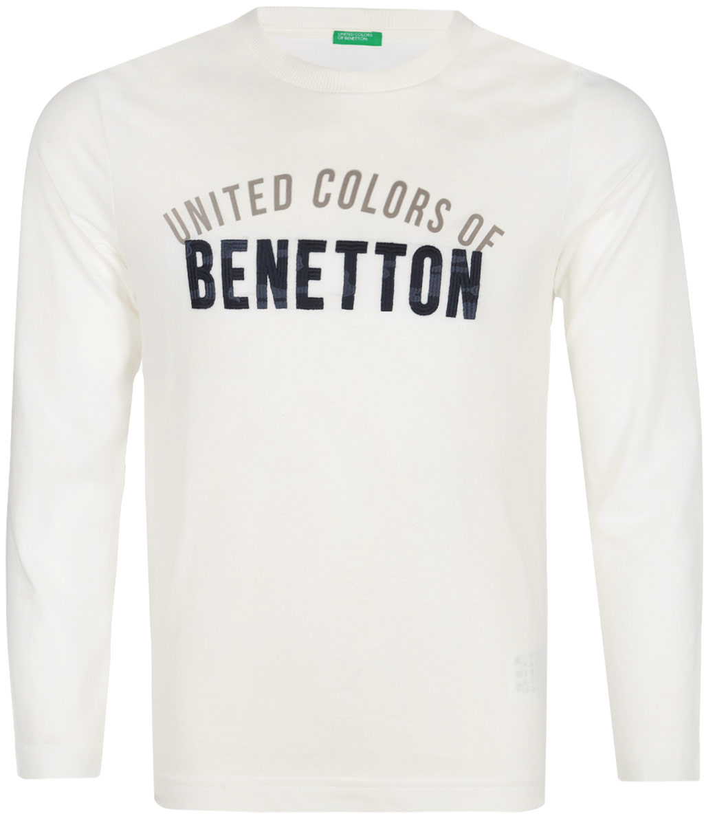 Футболка с длинным рукавом для мальчика United Colors of Benetton, цвет: бежевый. 3096C13RX_074. Размер XXS (100)