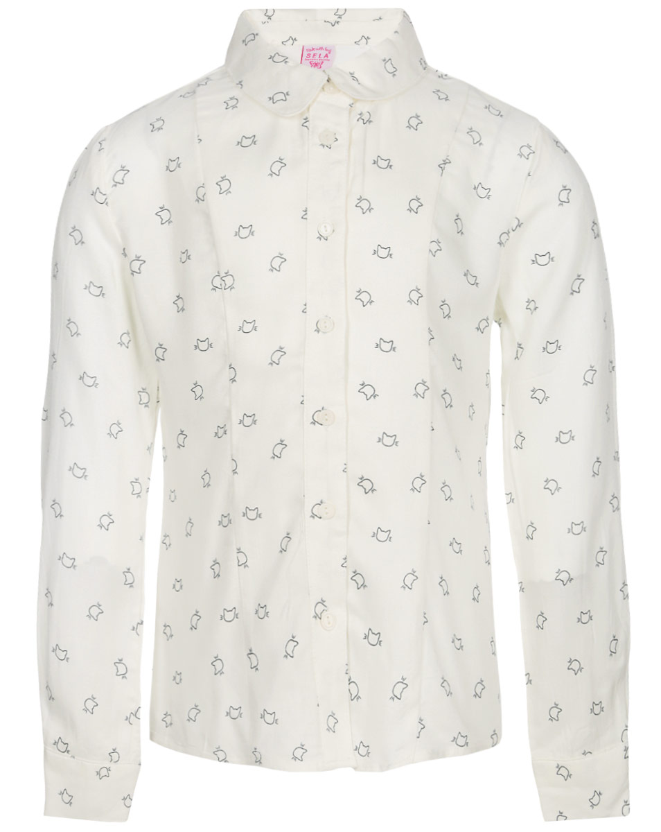 Блузка для девочки Sela, цвет: белый. B-612/1007-8310. Размер 128