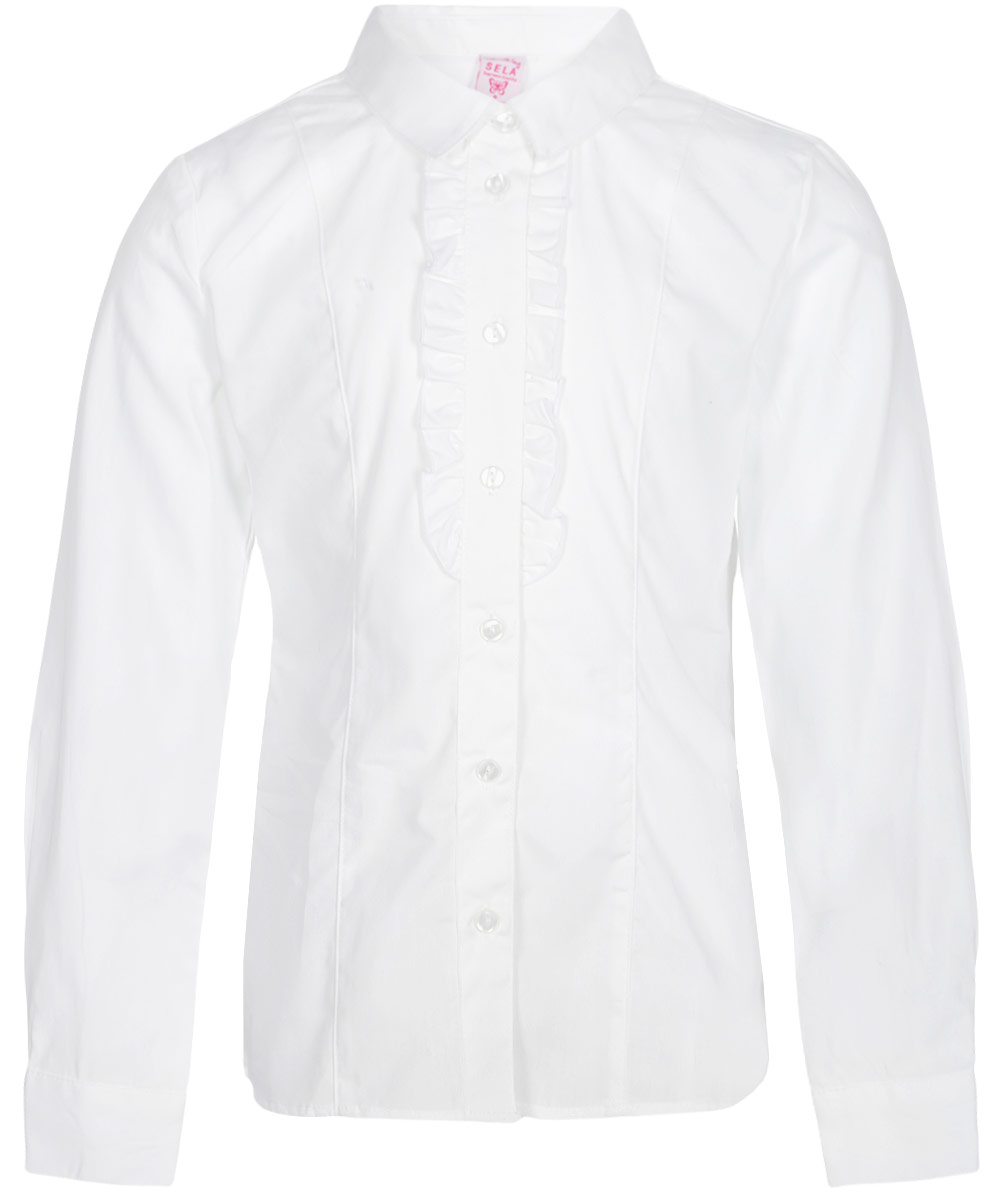 Блузка для девочки Sela, цвет: белый. B-612/1004-8310. Размер 134