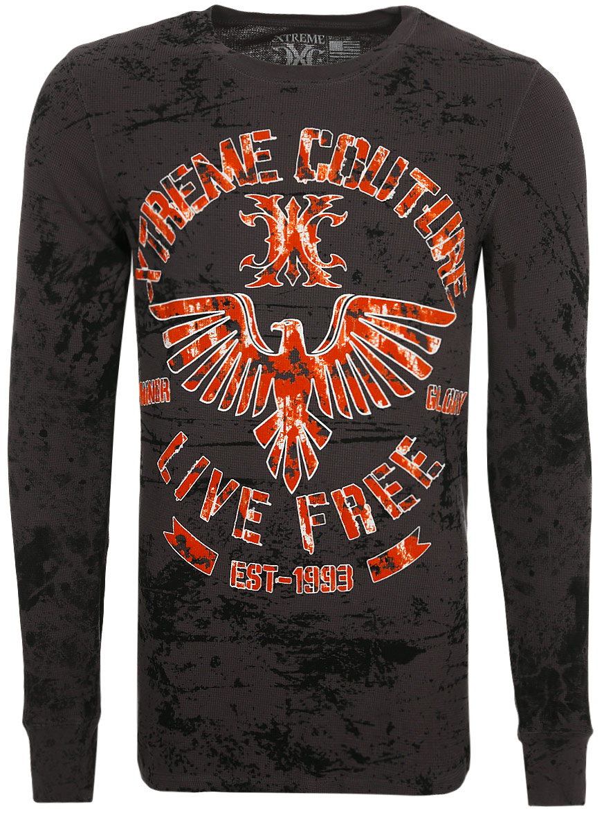 Пуловер мужской Affliction Xtreme Couture Red Zone, цвет: серый. X1785. Размер XL (52)