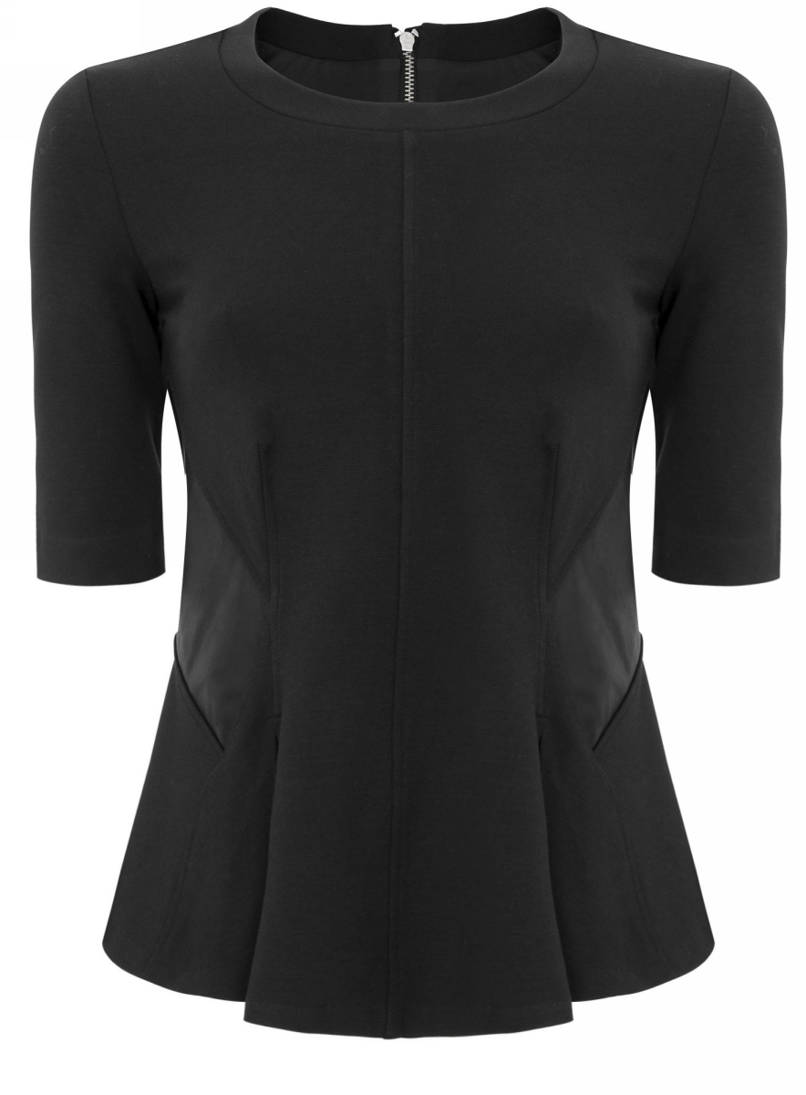 Блузка женская oodji Ultra, цвет: черный. 11311024/43117/2900N. Размер L (48)