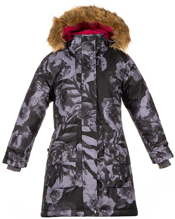 Пальто для девочки Huppa Mona, цвет: черный. 12200030-81709. Размер 140