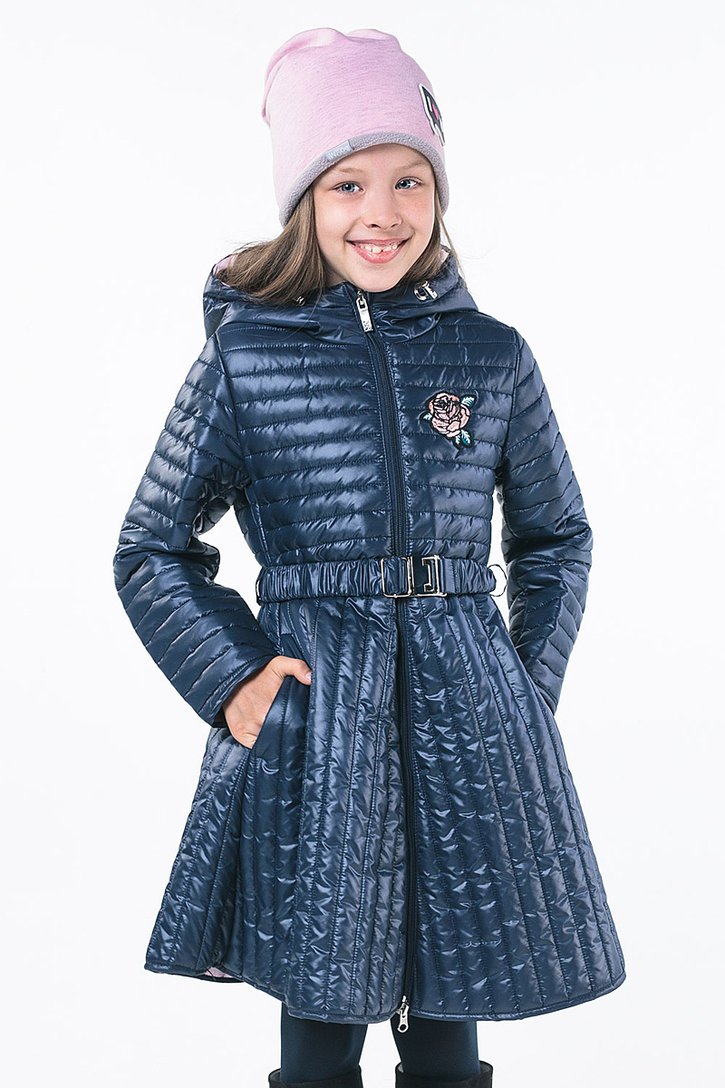 Пальто для девочки Boom!, цвет: темно-синий. 80514_BOG. Размер 158
