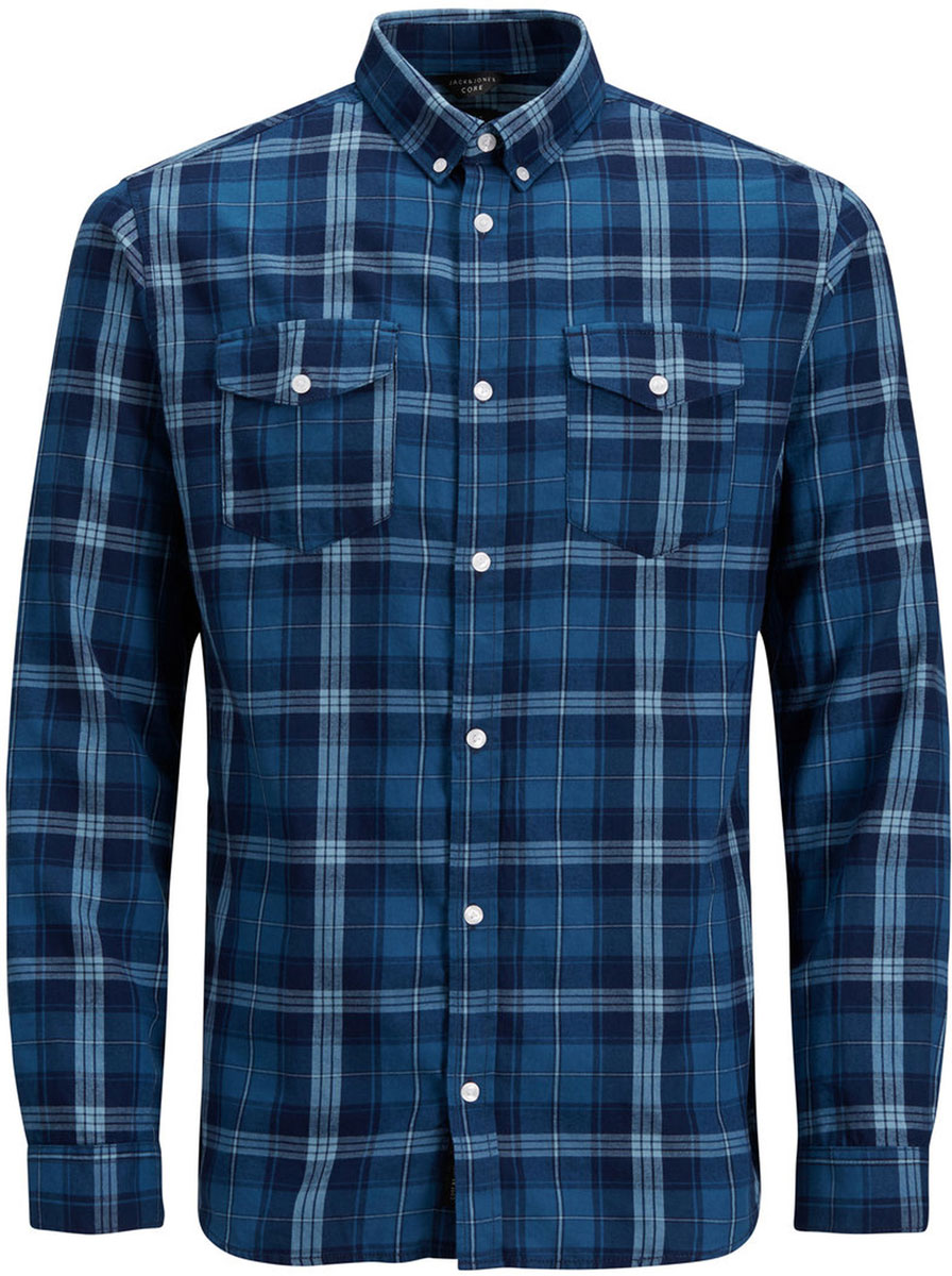 Рубашка мужская Jack & Jones, цвет: синий. 12139742. Размер M (48)