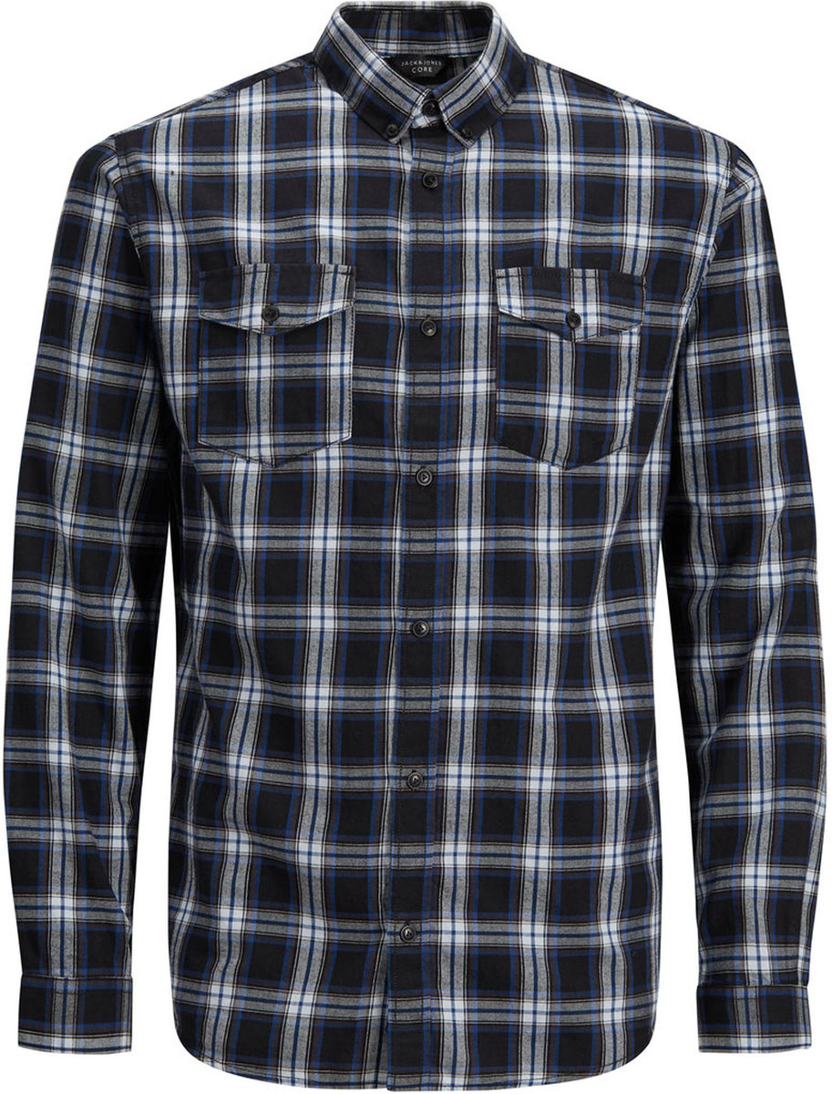 Рубашка мужская Jack & Jones, цвет: черный. 12139742. Размер L (50)
