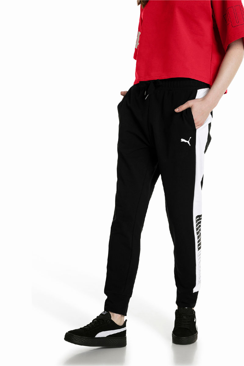 Брюки спортивные женские Puma Modern Sport Track Pants, цвет: черный, белый. 85203301. Размер M (44/46)