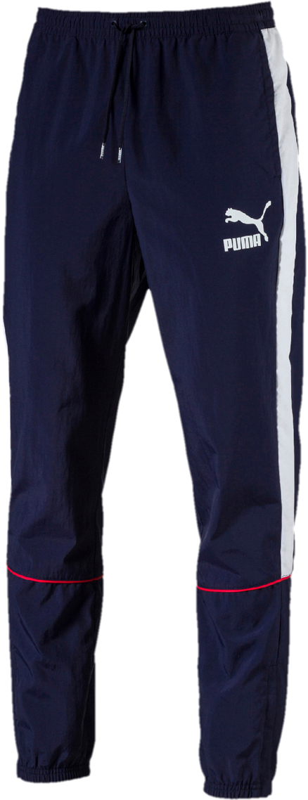 Брюки спортивные мужские Puma Retro Woven Pants, цвет: темно-синий, белый, красный. 57637706. Размер M (46/48)