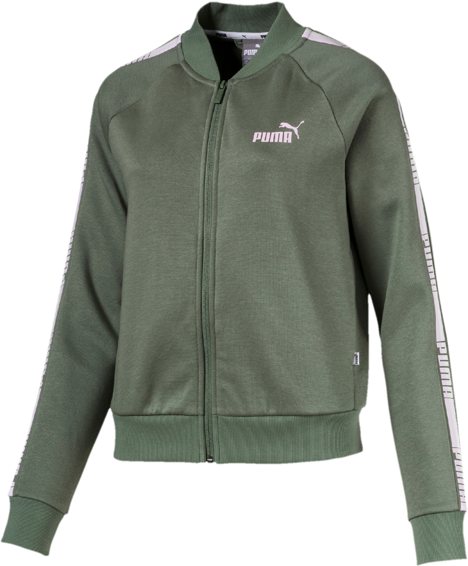 Олимпийка женская Puma Tape FZ Jacket FL, цвет: зеленый, розовый. 85344423. Размер S (42/44)