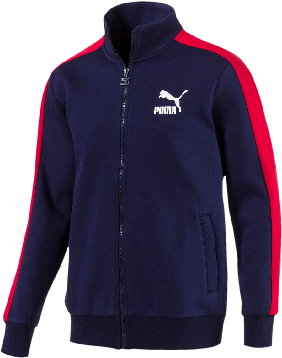Олимпийка мужская Puma Classics T7 Track Jacket Dk, цвет: темно-синий, красный. 57631306. Размер M (46/48)